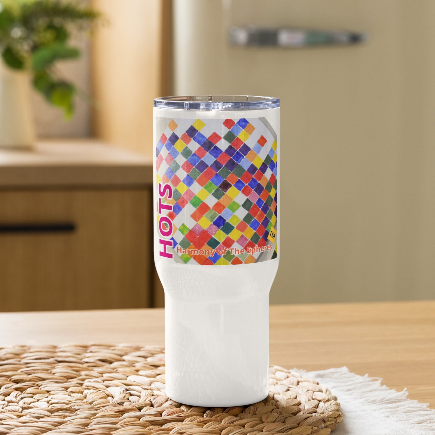 "Harmony of the Spheres(TM)" Travel mug with a handle