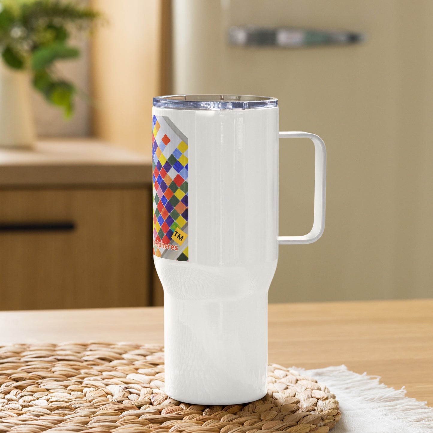 "Harmony of the Spheres(TM)" Travel mug with a handle
