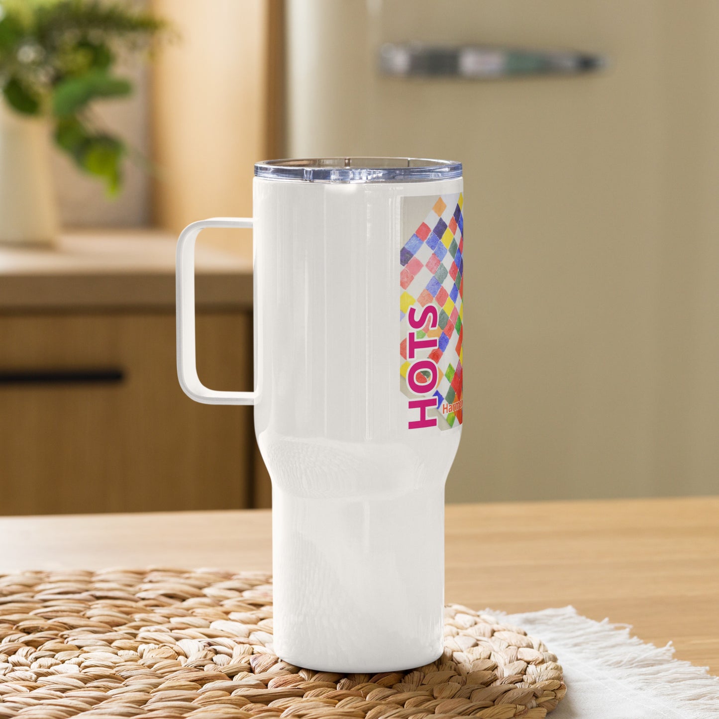 "Harmony of the Spheres(TM)" Travel mug with a handle